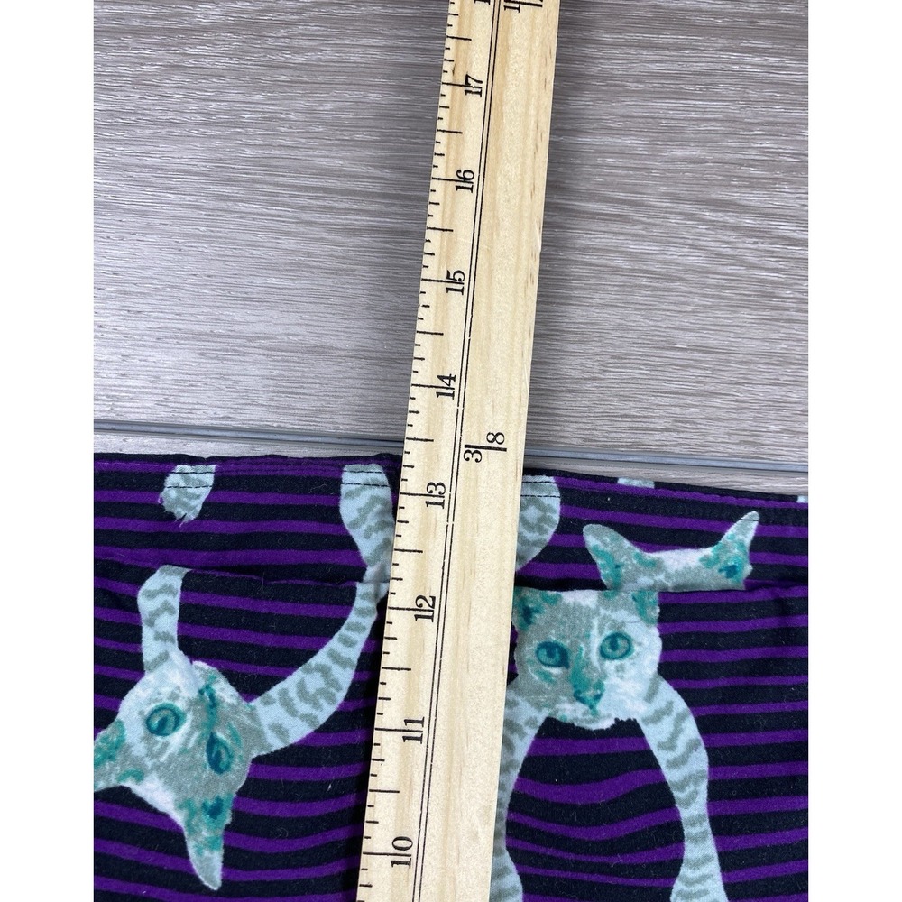 Lularoe Women's Pull On Stretch Striped Cat Print Leggings Purple Sz Tall Curvy - Picture 10 of 11